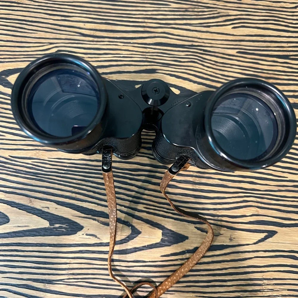 Sears 7x50mm Binoculars Model 6204 Coated Optics Black Vintage with Strap